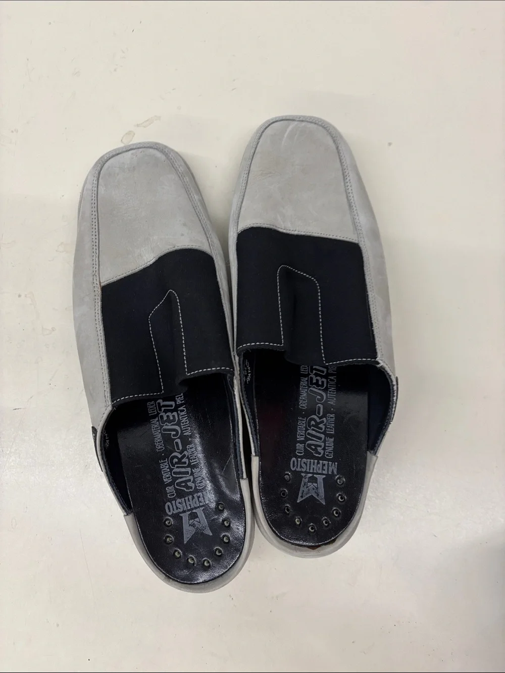 Mephisto Men's Suede Slip-On Loafers in Light Gray and Black